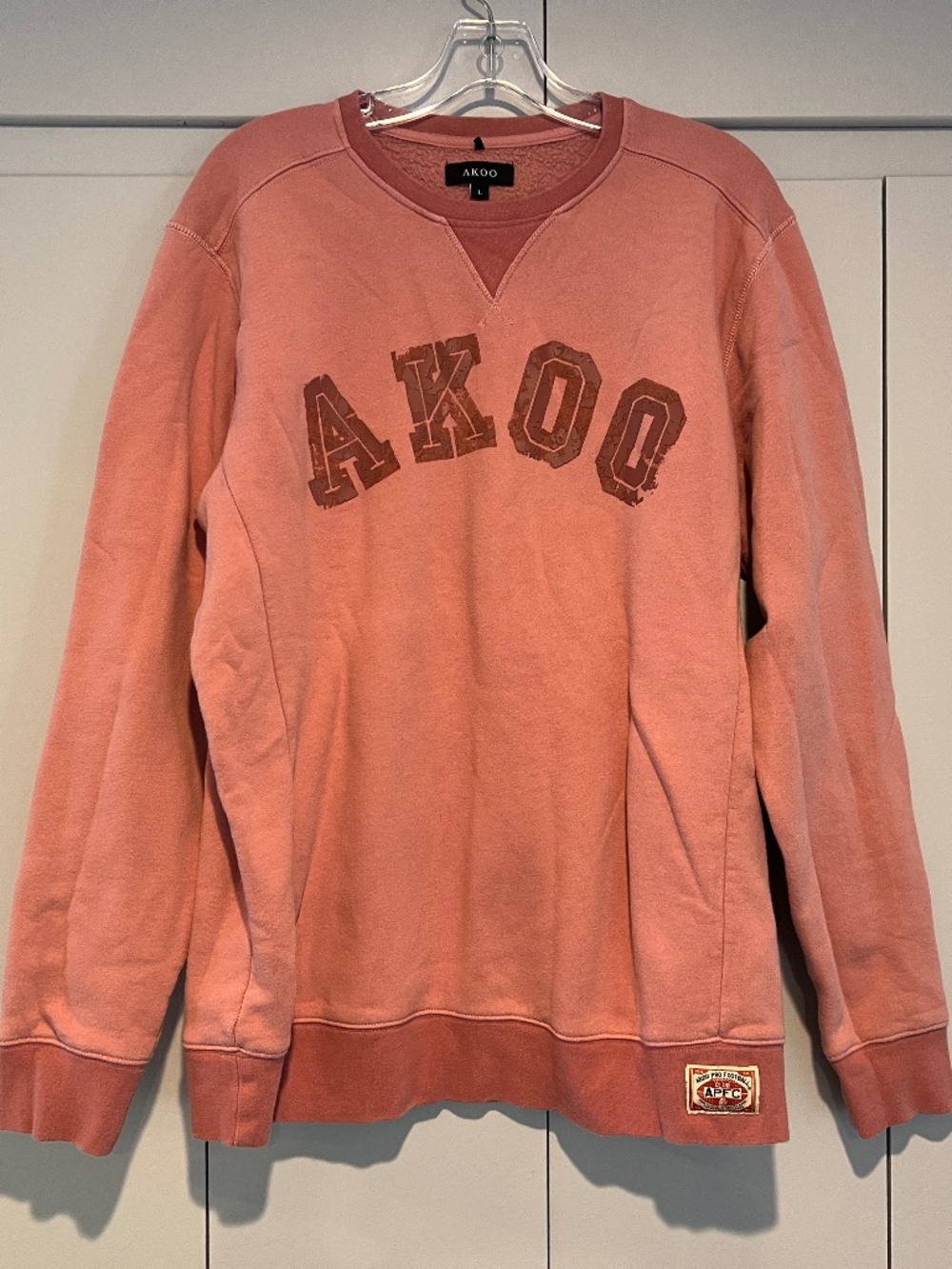 Vintage AKOO Distressed Logo Two-Tone Crewneck Sweatshirt L